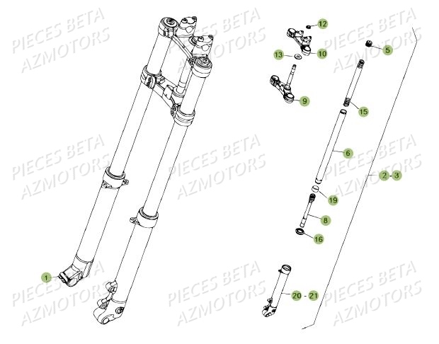 Fourche AZMOTORS Pièces BETA REV 80 JUNIOR - (2010-2011)