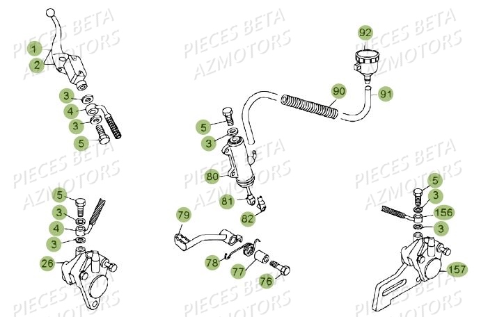 Freins AZMOTORS Pièces BETA REV 80 JUNIOR - (2010-2011)