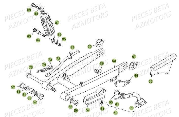 Suspension Arriere AZMOTORS Pièces BETA REV 80 JUNIOR - (2010-2011)