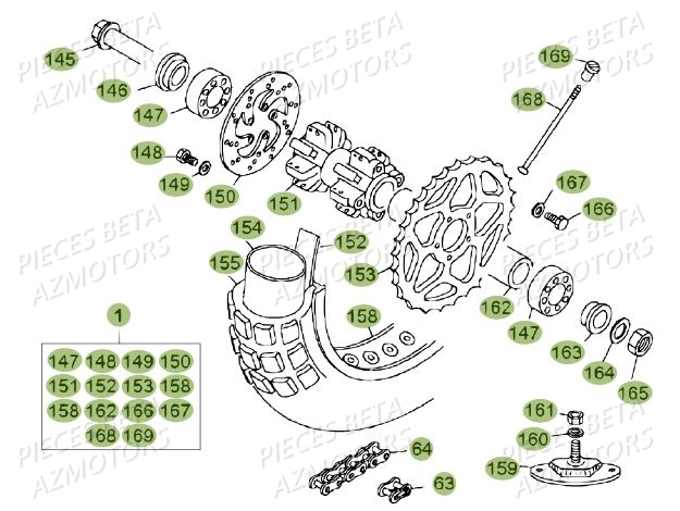 ROUE ARRIERE BETA REV 80 JUNIOR 12