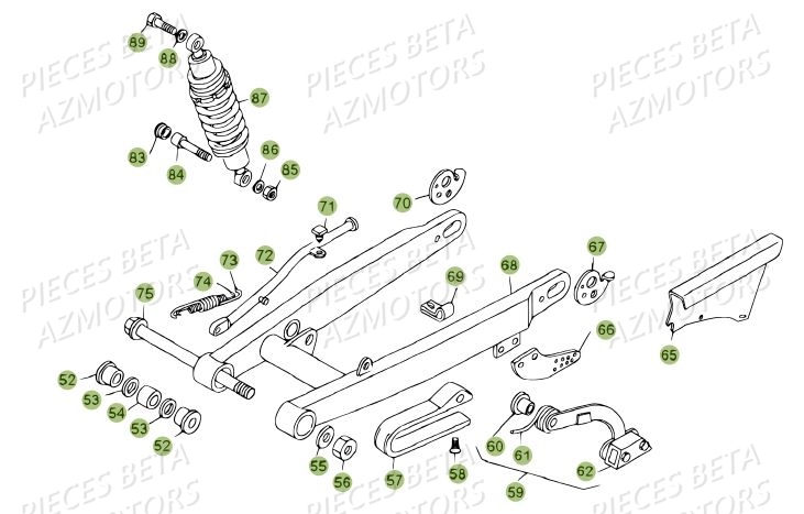 Suspension Arriere BETA Pièces BETA REV 80 JUNIOR - (2012)
