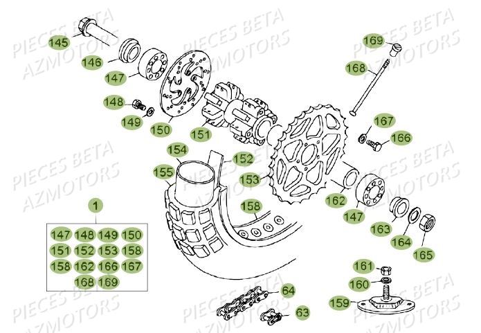 Roue Arriere BETA Pièces BETA REV 80 JUNIOR - (2013)