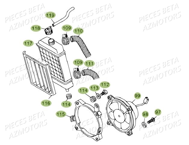 Radiateur BETA Pièces BETA REV 80 JUNIOR - (2014)