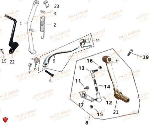 Bequille MASAI Pièces Moto RIDER 50cc (2T)
