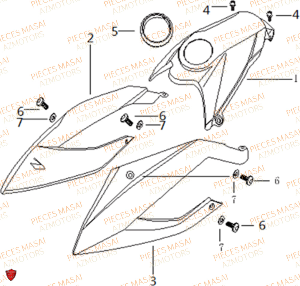 Caches Avant MASAI Pièces Moto RIDER 50cc (2T)