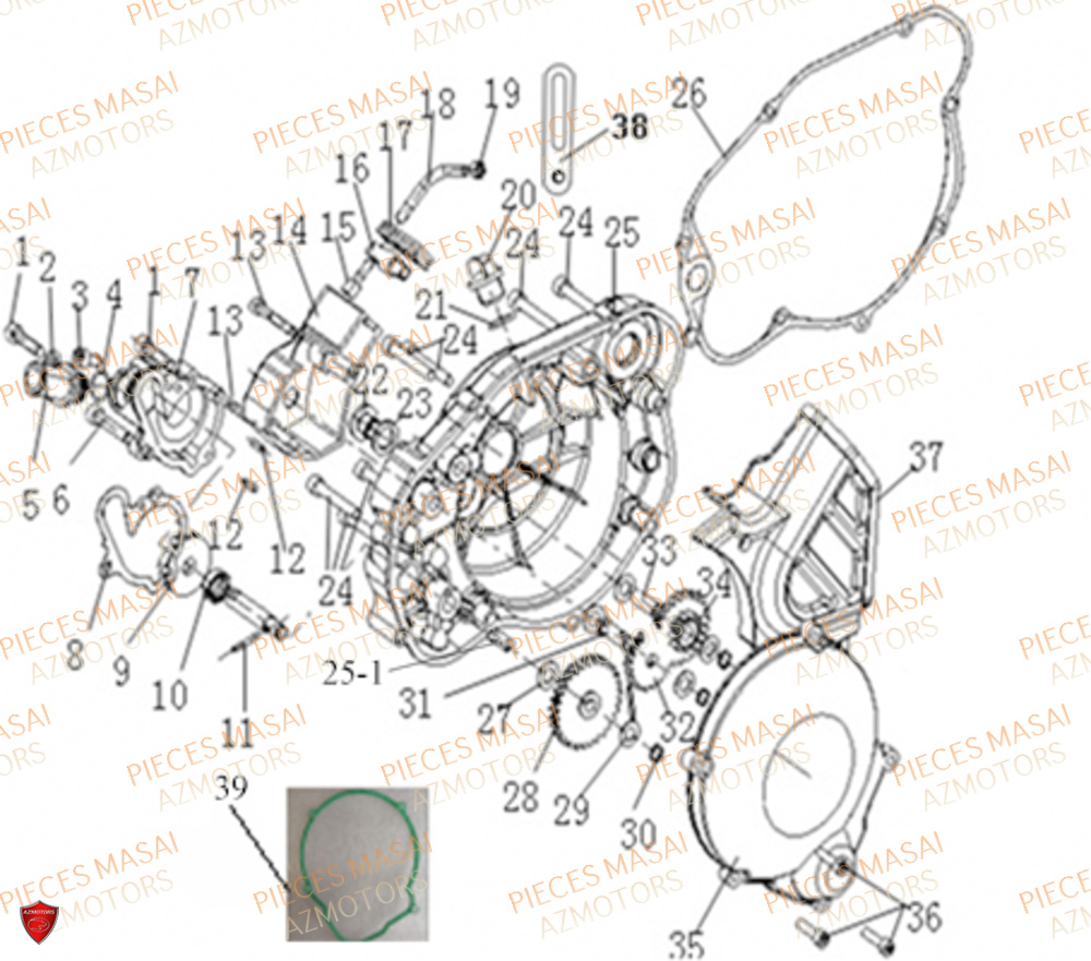 Carter Embrayage MASAI Pièces Moto RIDER 50cc (2T)