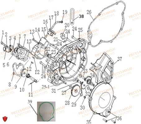 Carter Embrayage MASAI Pièces Moto RIDER 50cc (2T)