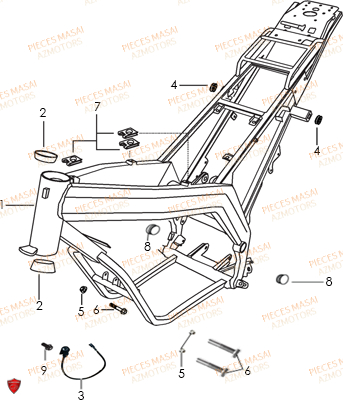 Chassis MASAI Pièces Moto RIDER 50cc (2T)