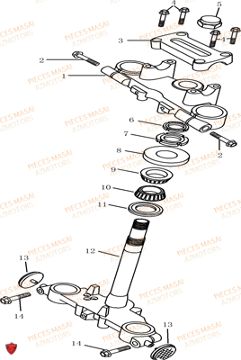 Colonne De Direction MASAI Pièces Moto RIDER 50cc (2T)