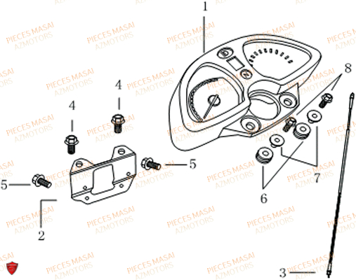 Compteur MASAI Pièces Moto RIDER 50cc (2T)