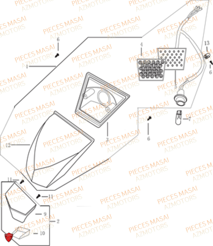 Eclairage Arriere MASAI Pièces Moto RIDER 50cc (2T)
