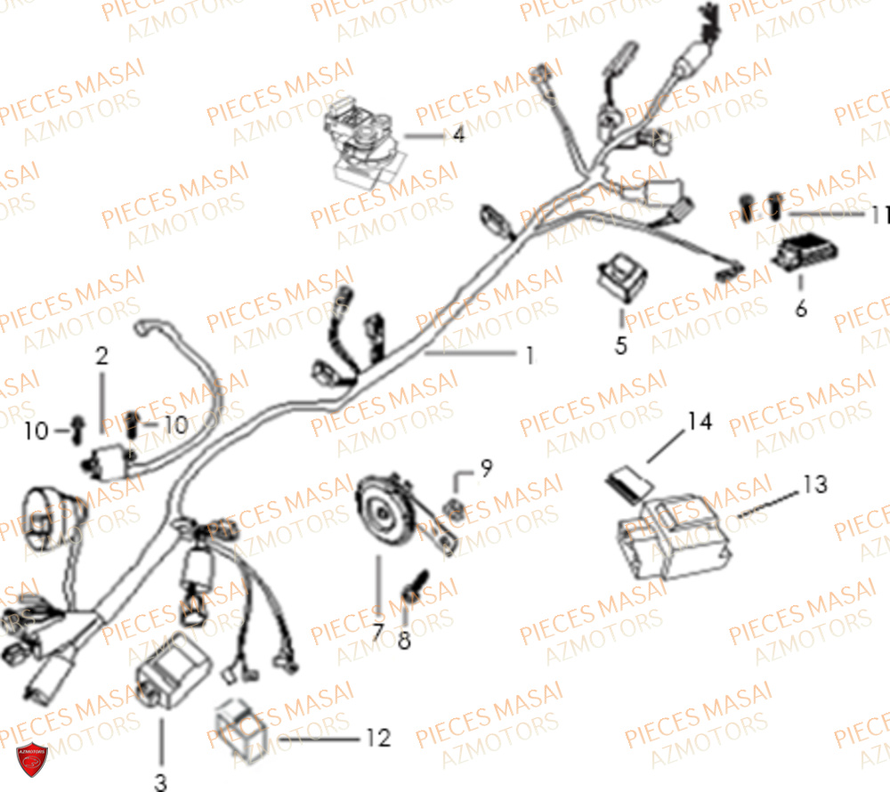 Ensemble Electrique MASAI Pièces Moto RIDER 50cc (2T)