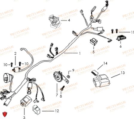 ENSEMBLE_ELECTRIQUE MASAI Pièces Moto RIDER 50cc (2T)