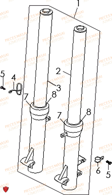 Fourche AZMOTORS Pièces Moto RIDER 50cc (2T)