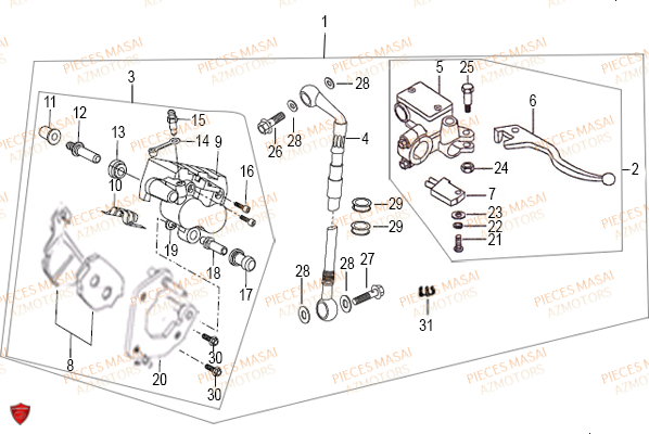 FREIN_AVANT MASAI Pièces Moto RIDER 50cc (2T)