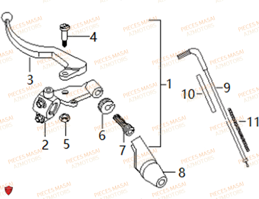 Levier Embrayage MASAI Pièces Moto RIDER 50cc (2T)