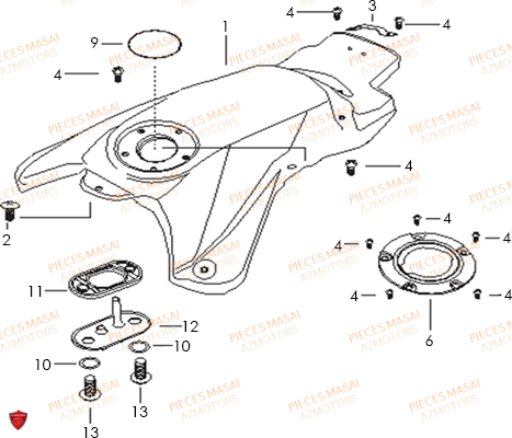 Reservoir AZMOTORS Pièces Moto RIDER 50cc (2T)