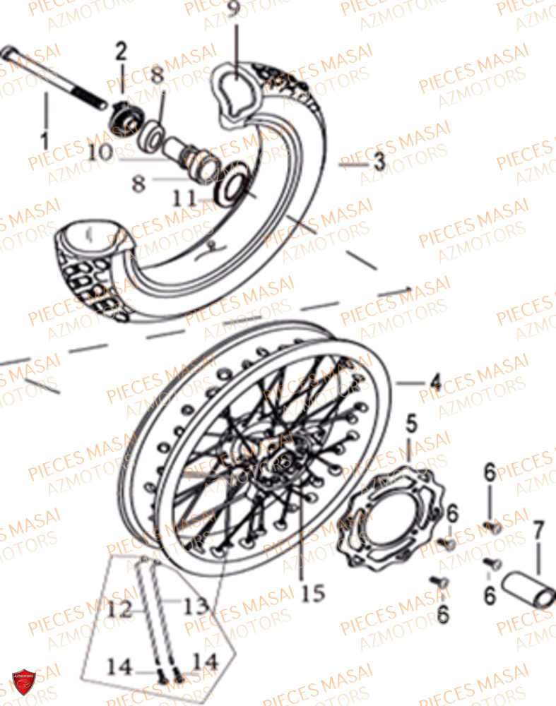 Roue Avant Stf MASAI Pièces Moto RIDER 50cc (2T)