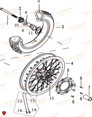 Roue Avant Stf AZMOTORS Pièces Moto RIDER 50cc (2T)