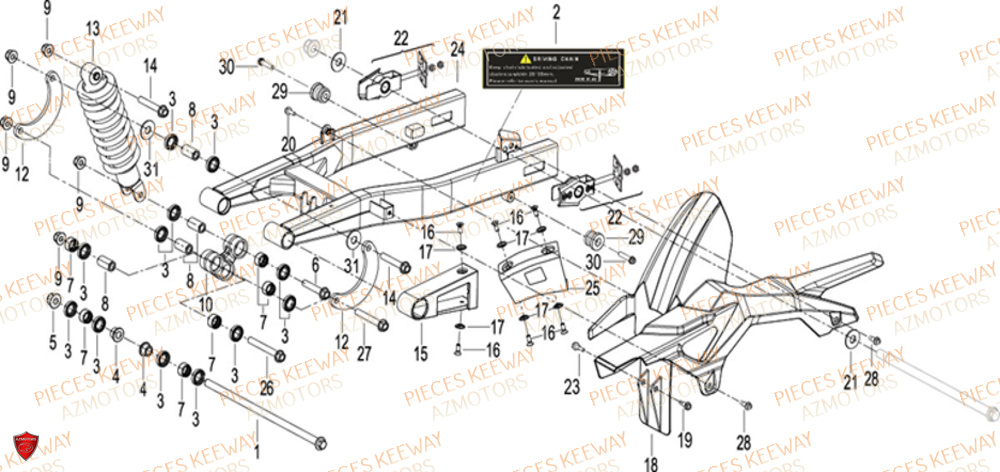 Bras Oscillant KEEWAY Pieces KEEWAY RKF 125 Euro5 ABS 2022-2025