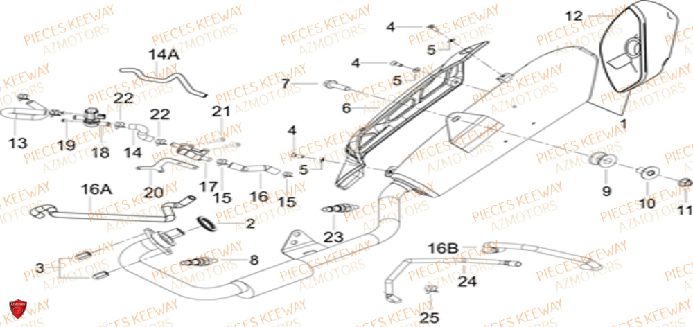 Echappement KEEWAY Pieces KEEWAY RKF 125 Euro5 ABS 2022-2025