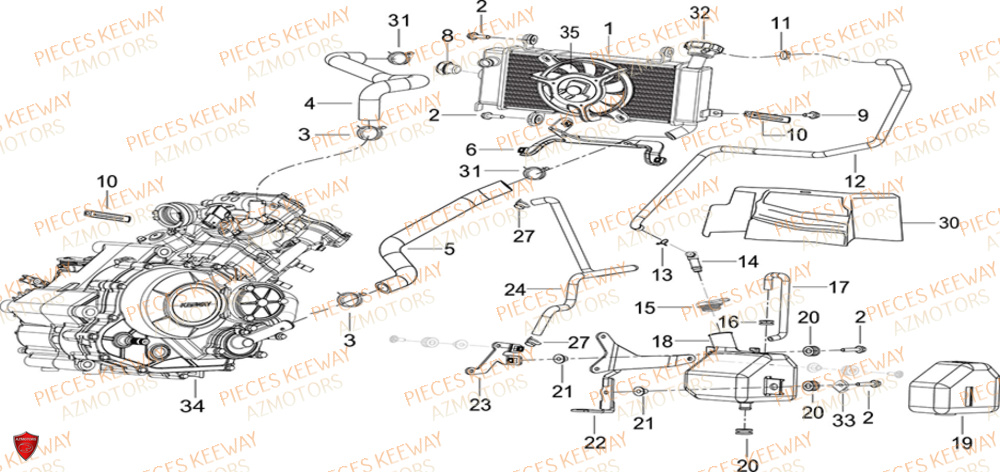 Refroidissement KEEWAY Pieces KEEWAY RKF 125 Euro5 ABS 2022-2025