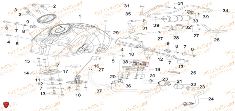 Reservoir KEEWAY Pieces KEEWAY RKF 125 Euro5 ABS 2022-2025