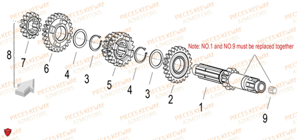 Transmission Primaire KEEWAY Pieces KEEWAY RKF 125 Euro5 ABS 2022-2025