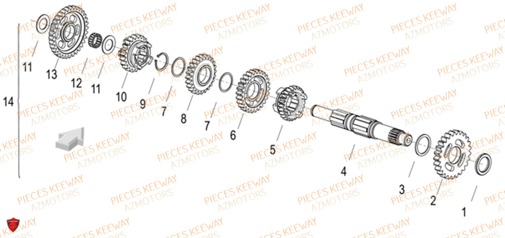 Transmission KEEWAY Pieces KEEWAY RKF 125 Euro5 ABS 2022-2025