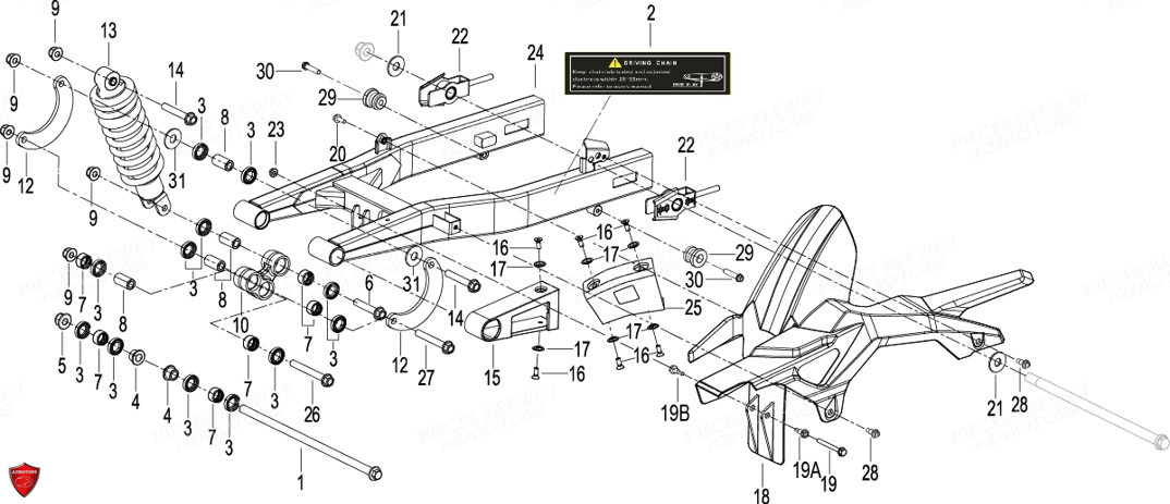 AMORTISSEUR BRAS OSCILLANT pour RKF 125 E4