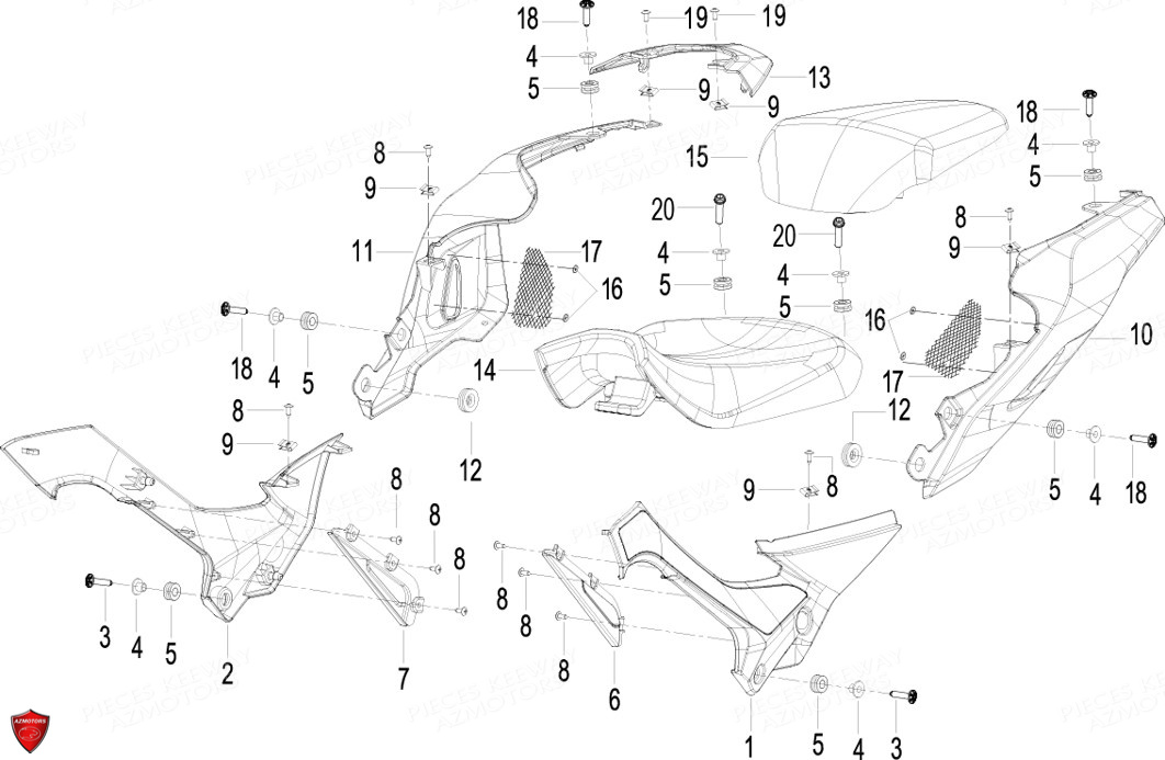 Carenages Arriere Selle KEEWAY Pieces KEEWAY RKF 125 Euro4 2018-2021