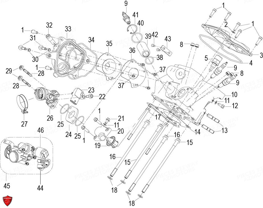 Culasse Grise KEEWAY Pieces KEEWAY RKF 125 Euro4 2018-2021