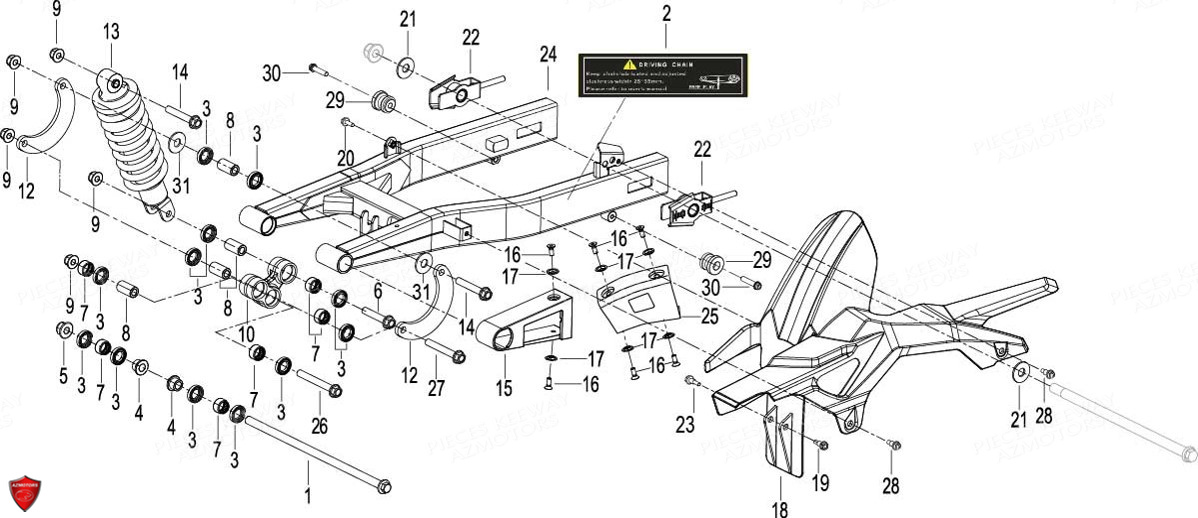 Amortisseur Bras Oscillant KEEWAY Pieces KEEWAY RKF 125 Euro5 (2021)