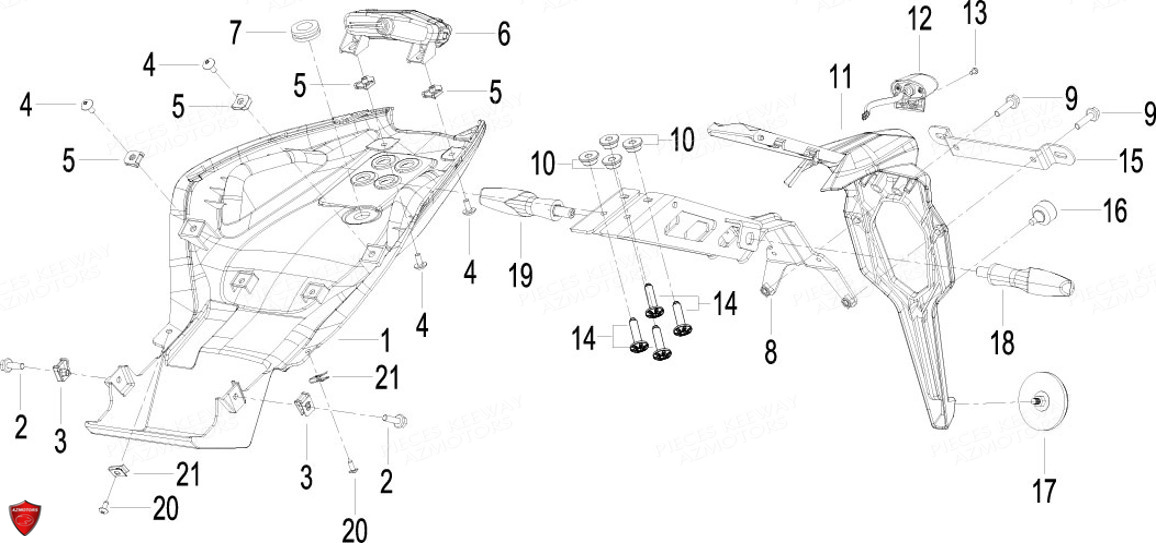 Carenages Arriere Bavette Clignotants KEEWAY Pieces KEEWAY RKF 125 Euro5 (2021)