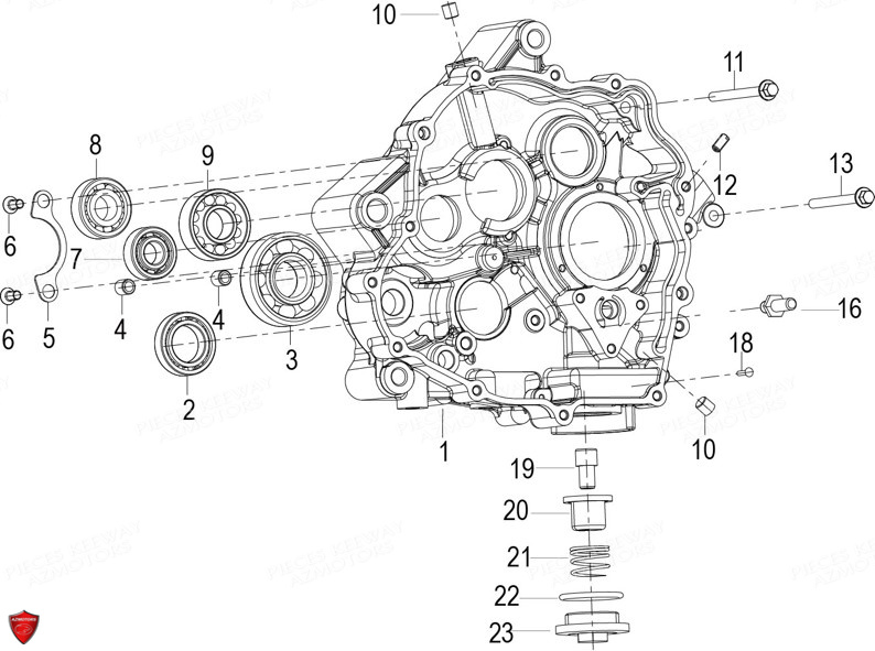 CARTER DROIT GRIS pour RKF 125 E5