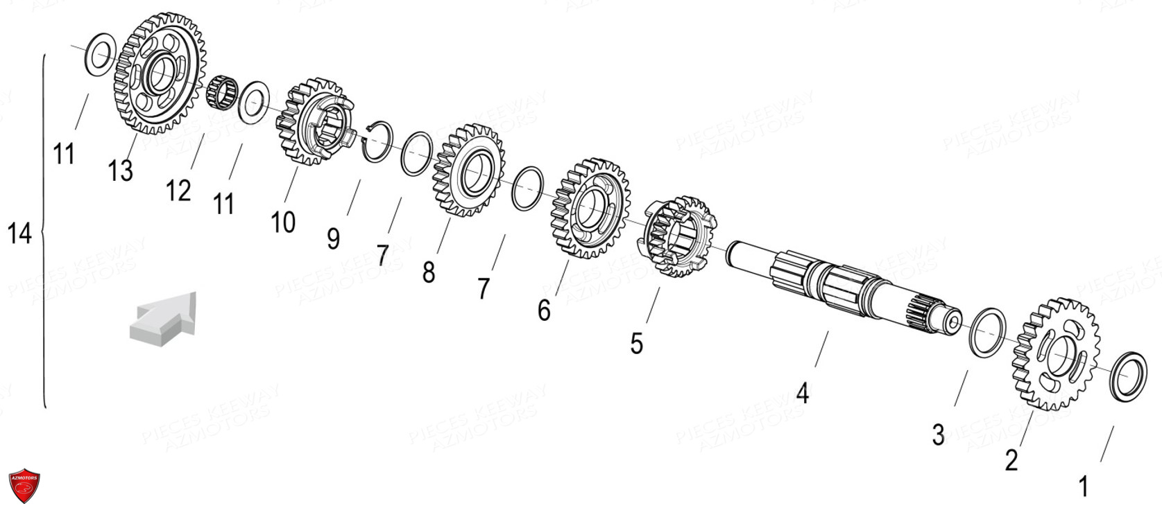 Ensemble Contre Arbre KEEWAY Pieces KEEWAY RKF 125 Euro5 2020-2025