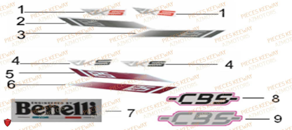 Stickers KEEWAY Pieces KEEWAY RKS 125 Euro4