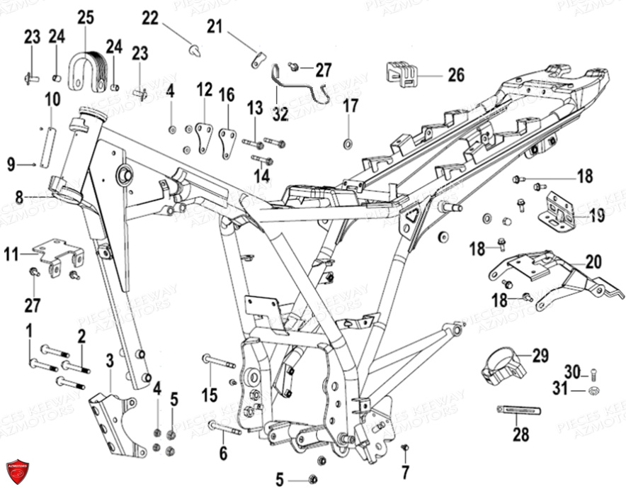 Cadre Chassis KEEWAY Pieces KEEWAY RKV 125 Euro4