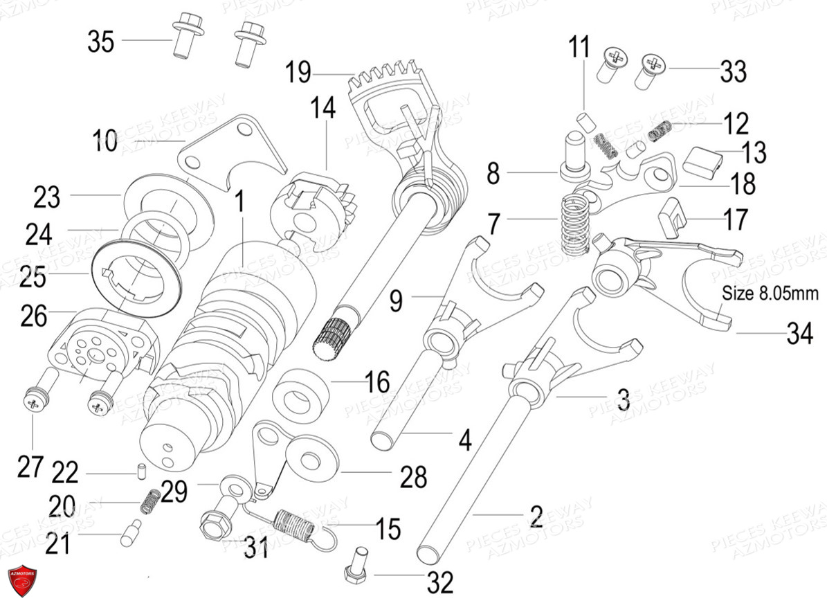 Mecanisme De Selection KEEWAY Pieces KEEWAY RKV 125 Euro4