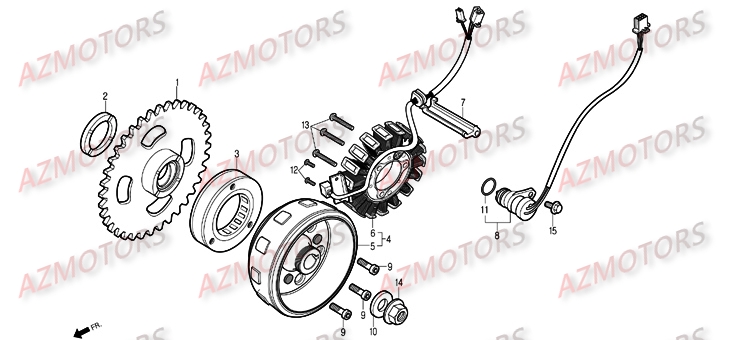 Alternateur AZMOTORS Pièces Moto DAELIM ROADSPORT 125cc
