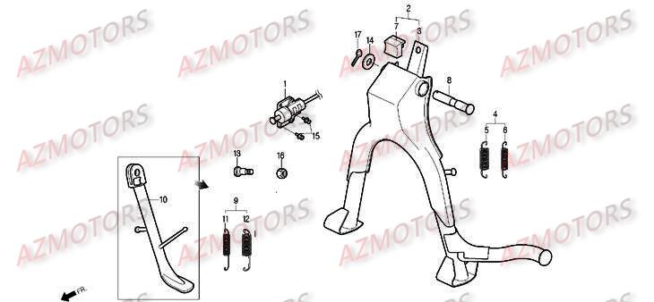 Bequille AZMOTORS Pièces Moto DAELIM ROADSPORT 125cc
