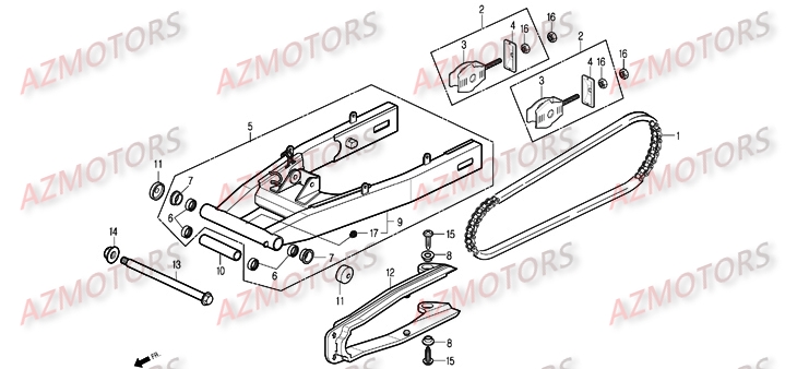 Bras Oscillant AZMOTORS Pièces Moto DAELIM ROADSPORT 125cc
