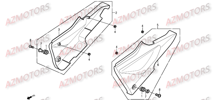 Cache Lateral AZMOTORS Pièces Moto DAELIM ROADSPORT 125cc
