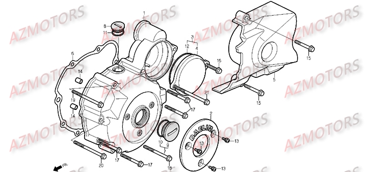 Carter Alternateur AZMOTORS Pièces Moto DAELIM ROADSPORT 125cc
