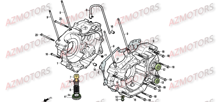 Carter Moteur AZMOTORS Pièces Moto DAELIM ROADSPORT 125cc
