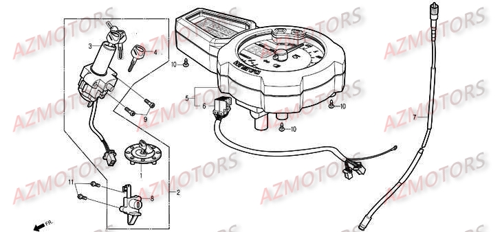 Compteur AZMOTORS Pièces Moto DAELIM ROADSPORT 125cc
