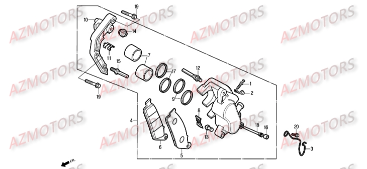 ETRIER DE FREIN AVANT pièces DAELIM neuves Pièces Moto DAELIM ROADSPORT  125cc pièces détachées constructeur AZMOTORS ✓ repare a neuf au meilleur  prix