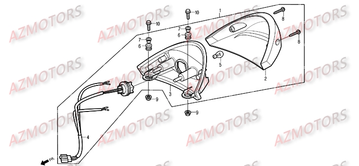 Feu Arriere AZMOTORS Pièces Moto DAELIM ROADSPORT 125cc
