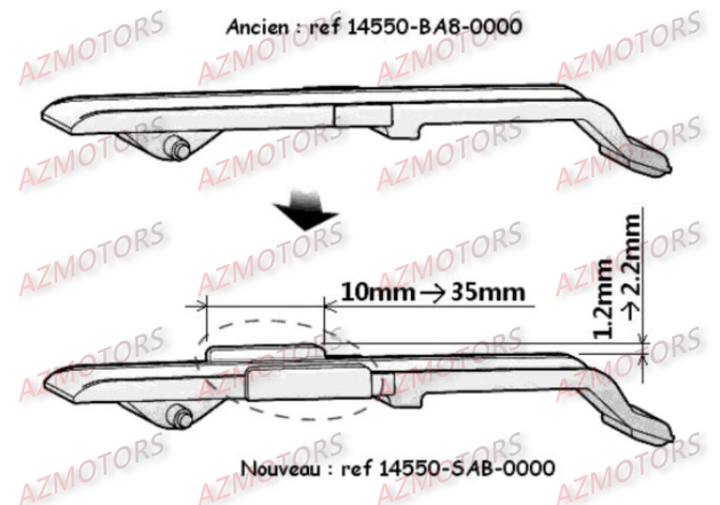 Guide Chaine Distribution AZMOTORS Pièces Moto DAELIM ROADSPORT 125cc
