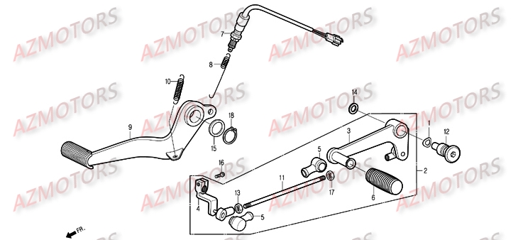 Pedale Frein Kick AZMOTORS Pièces Moto DAELIM ROADSPORT 125cc
